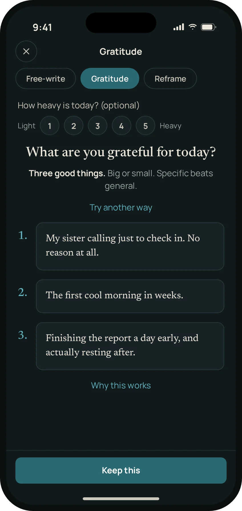 Castalia's gratitude page: three good things